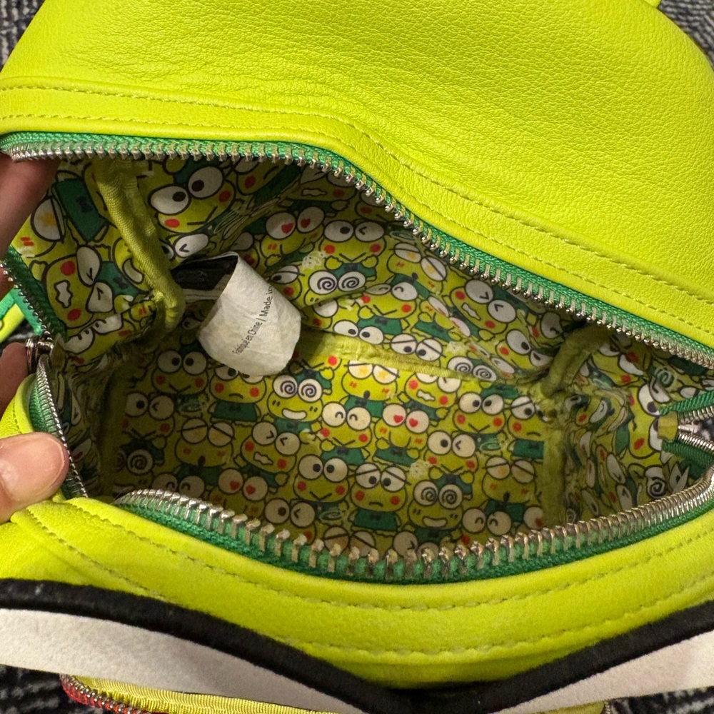 SOLD!- Loungefly Sanrio Frog Backpack - Lime and Red - Picture 6 of 6